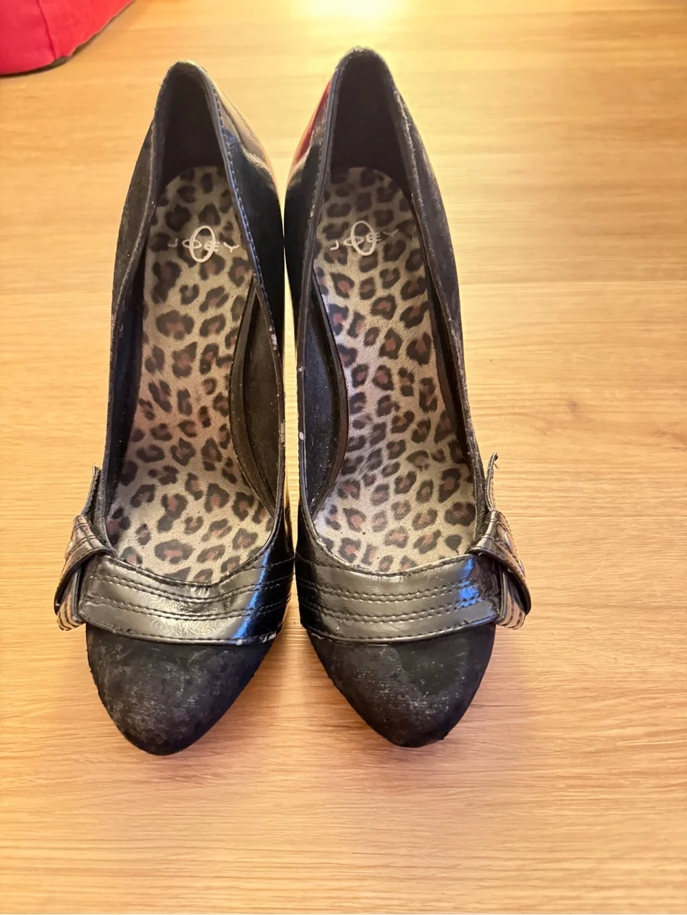 Joey Black Pointed-Toe Heels with Bow Accent